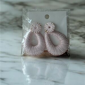 Elegant Pink Woven Earrings